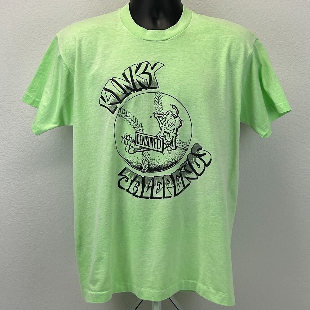 Vintage 80s 90s Kinky Jalapenos T Shirt L Large Baseball Softball Dad USA Green